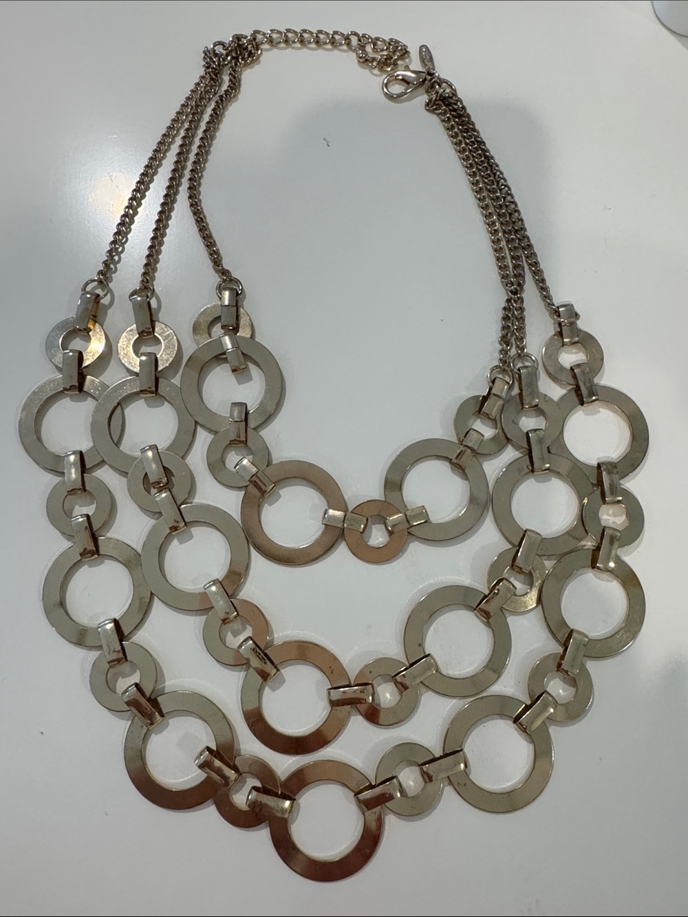 Gold Multi-Row Circle Link Necklace - Women Jewelry